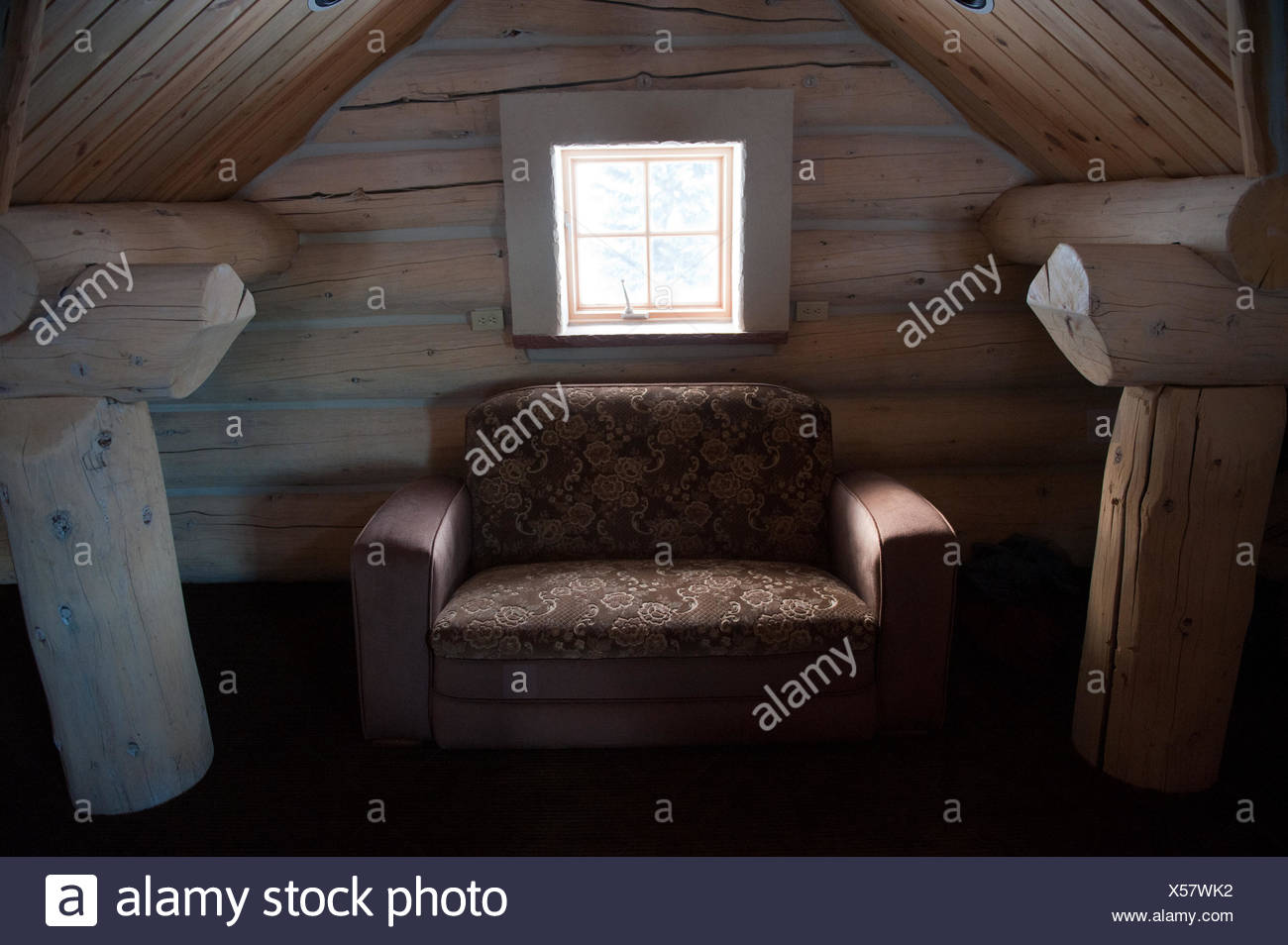 The Attic Of A Log Cabin In Denver Colorado Stock Photo
