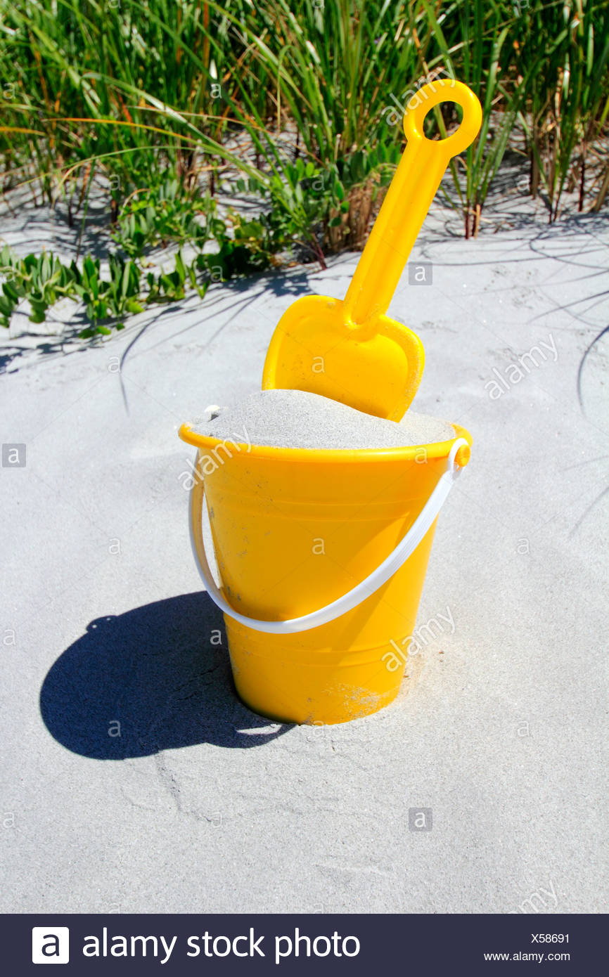 yellow beach bucket