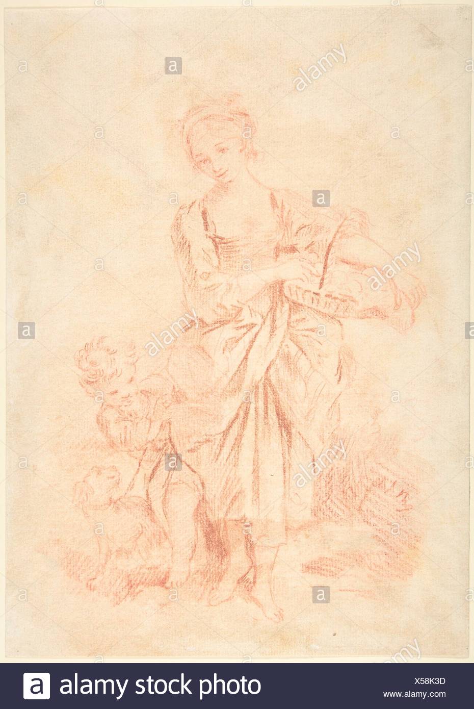 Girl And Dog Drawing Stock Photos Girl And Dog Drawing