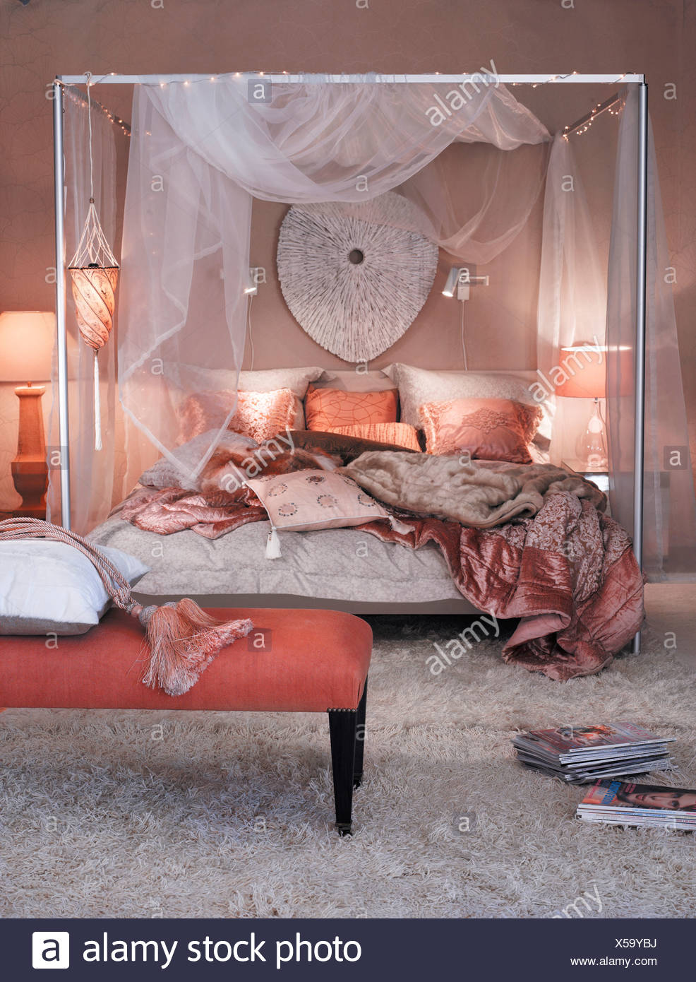 A Bedroom Decorated In Warm Colours Stock Photo 278658230 Alamy