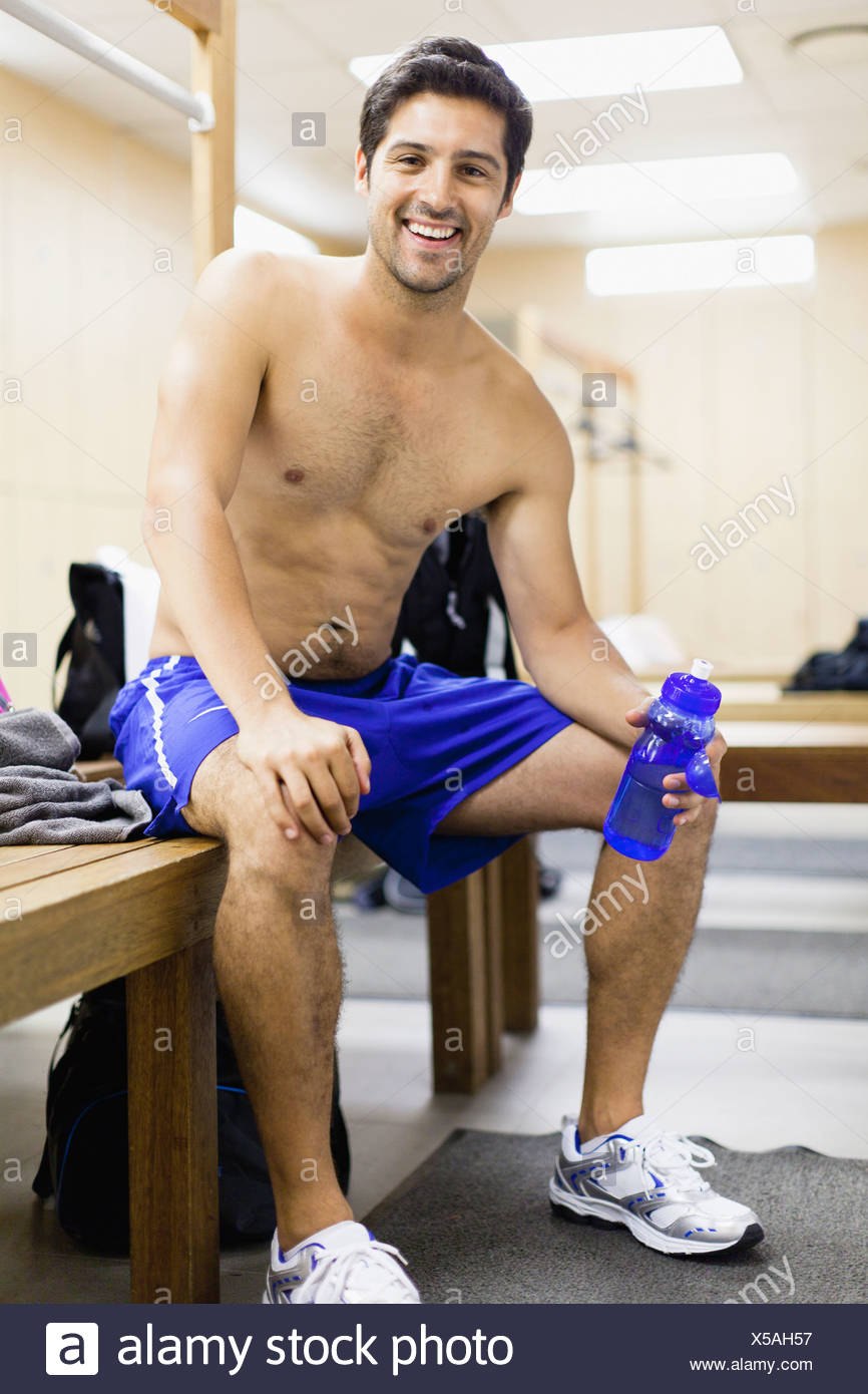 Man Resting On Locker Room Bench Stock Photo 278672163 Alamy