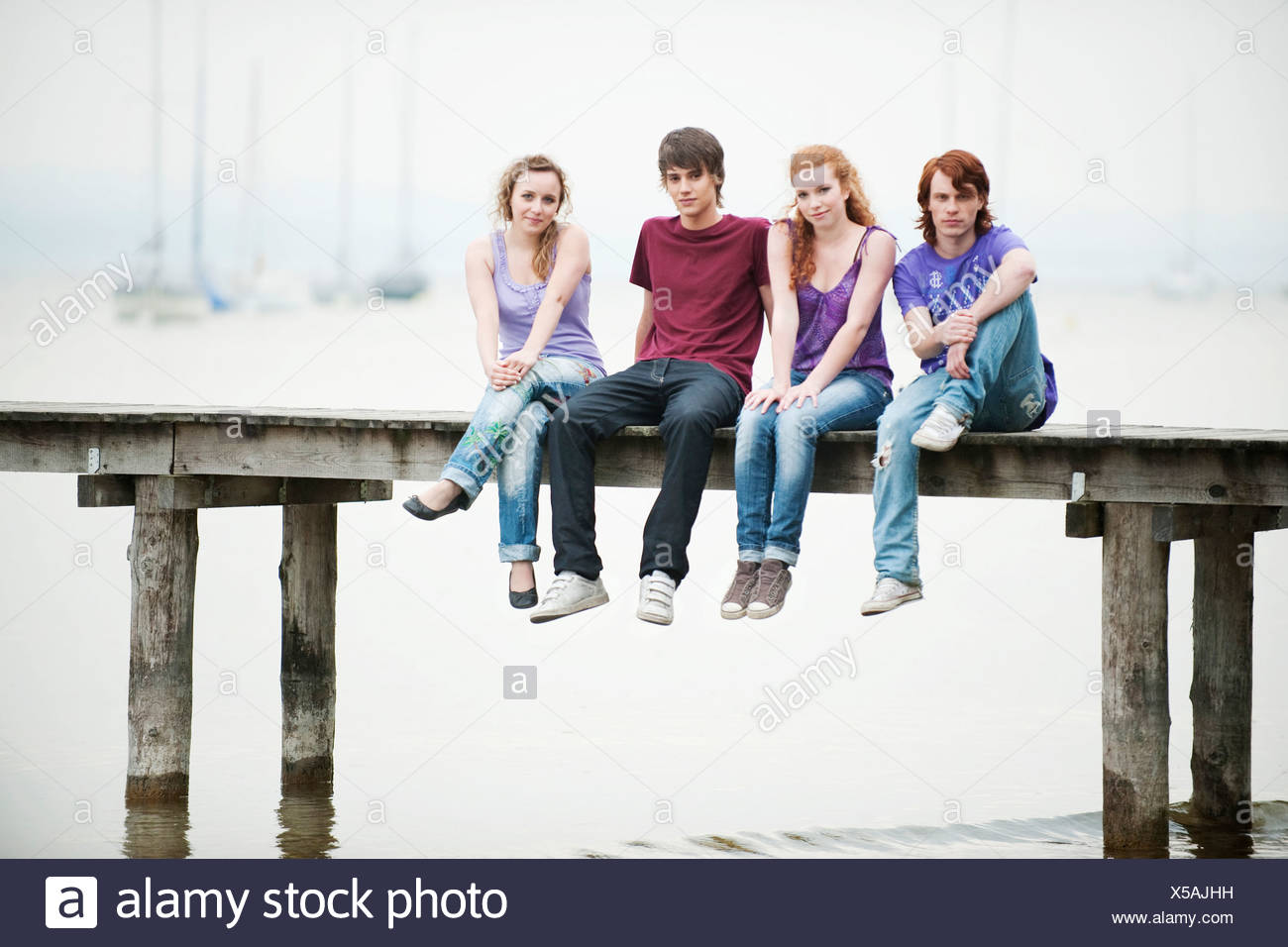 Group Friends Four Girls Boy High Resolution Stock Photography And Images Alamy