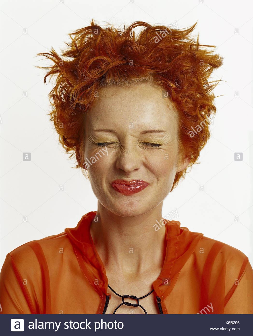Woman Young Happy Eyes Closed Half Portrait Women Studio