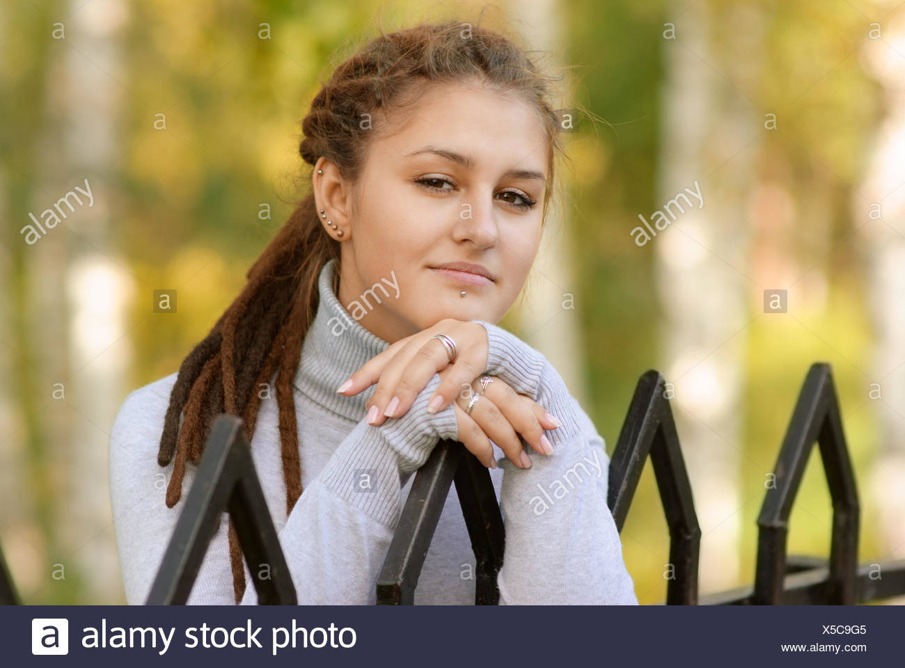 Girl Dreadlocks Piercing Stock Photos Girl Dreadlocks