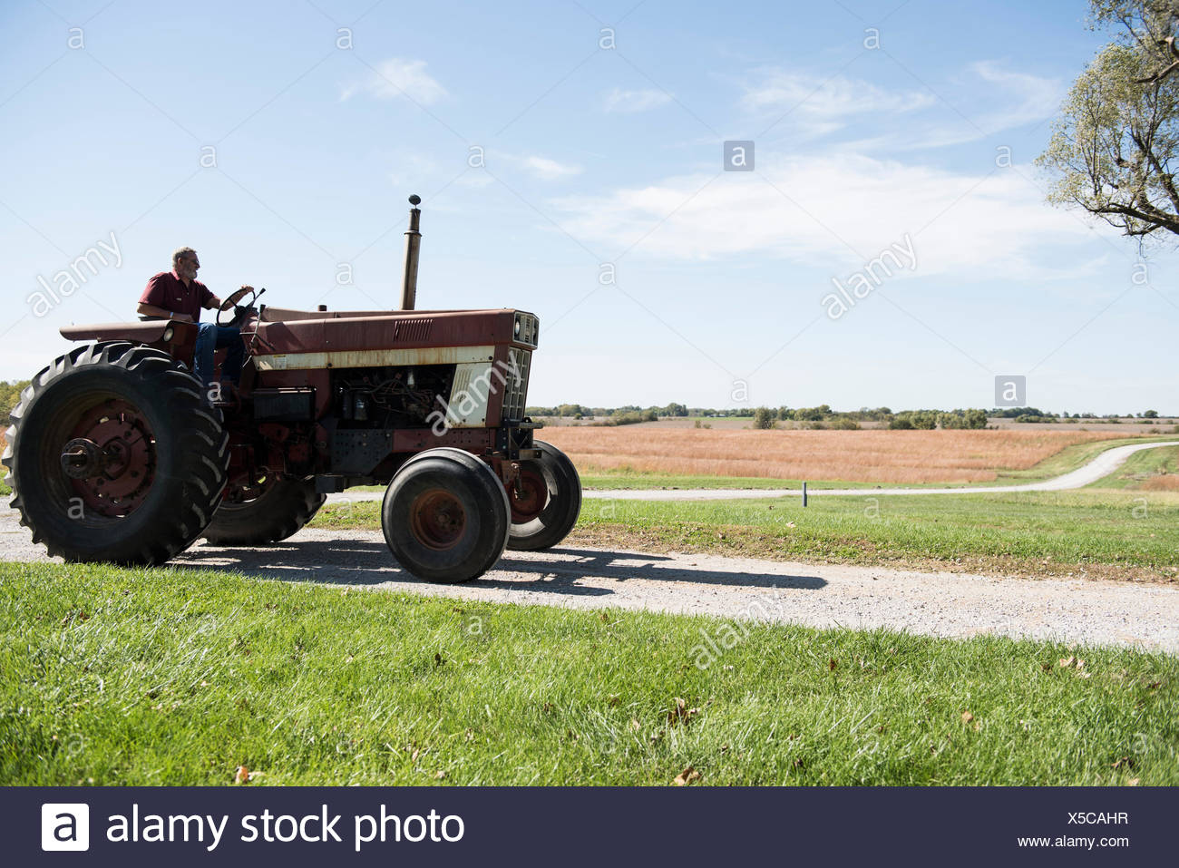 Old Man Driving Tractor High Resolution Stock Photography and Images