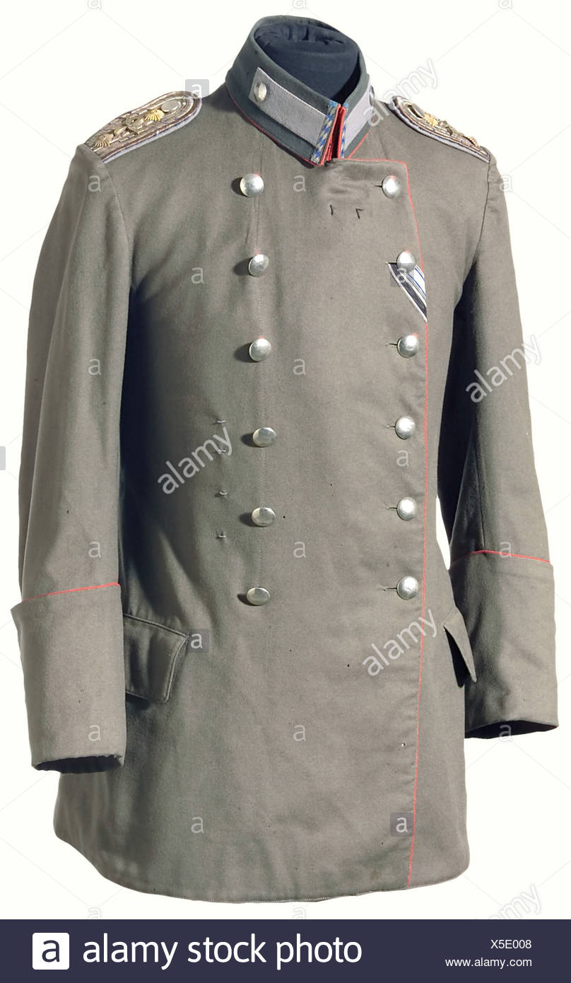 A Model 1916 Field Grey Litewka Short Tunic For A Flying Captain Field Grey Cloth With Red Trim Stiff Collar With Insignia Panel And Gray Lapels Shoulder Boards In Light Grey Branch
