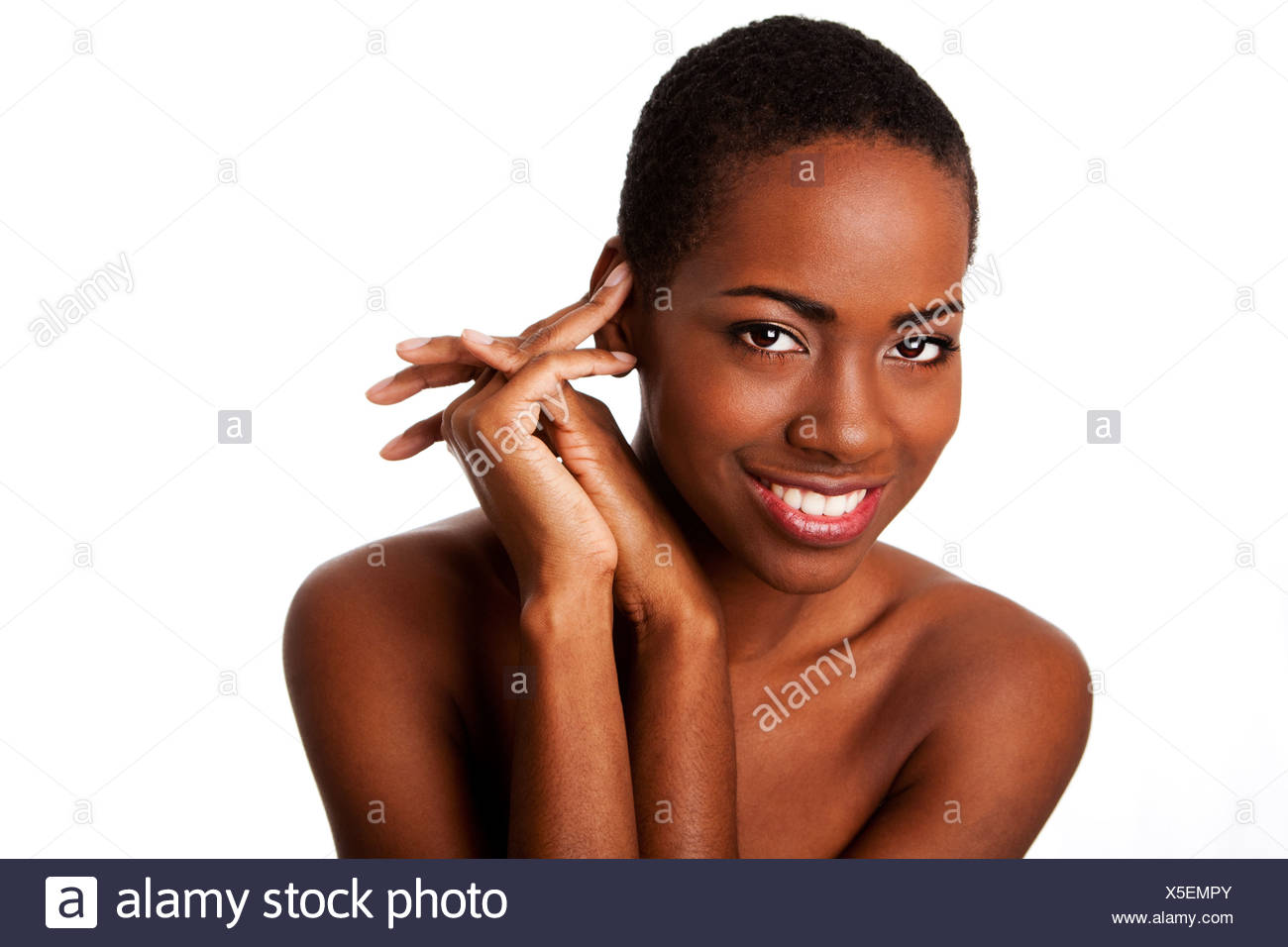 Beautiful Happy Smiling Inspiring African Woman With Short Curly