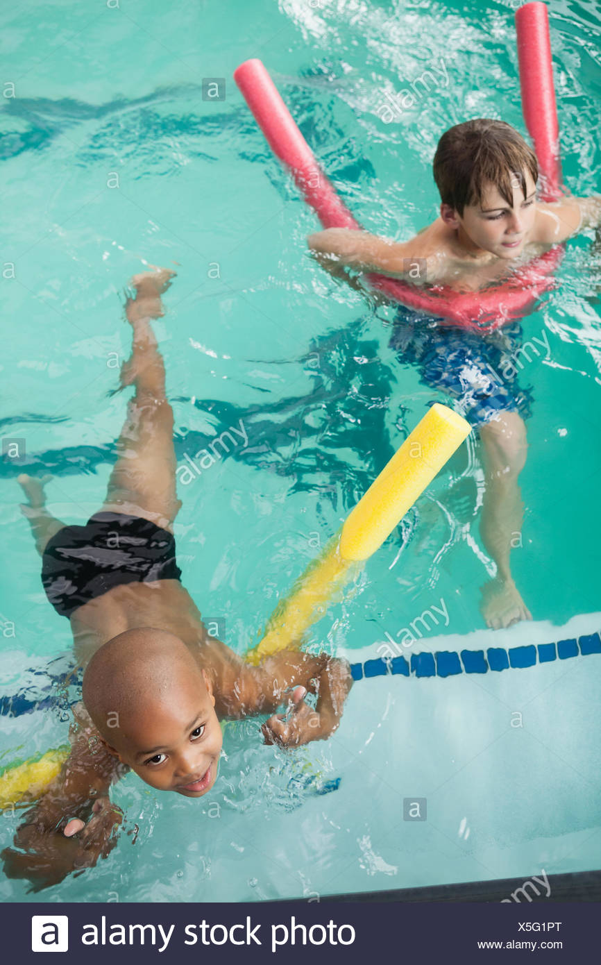 little boys swimming
