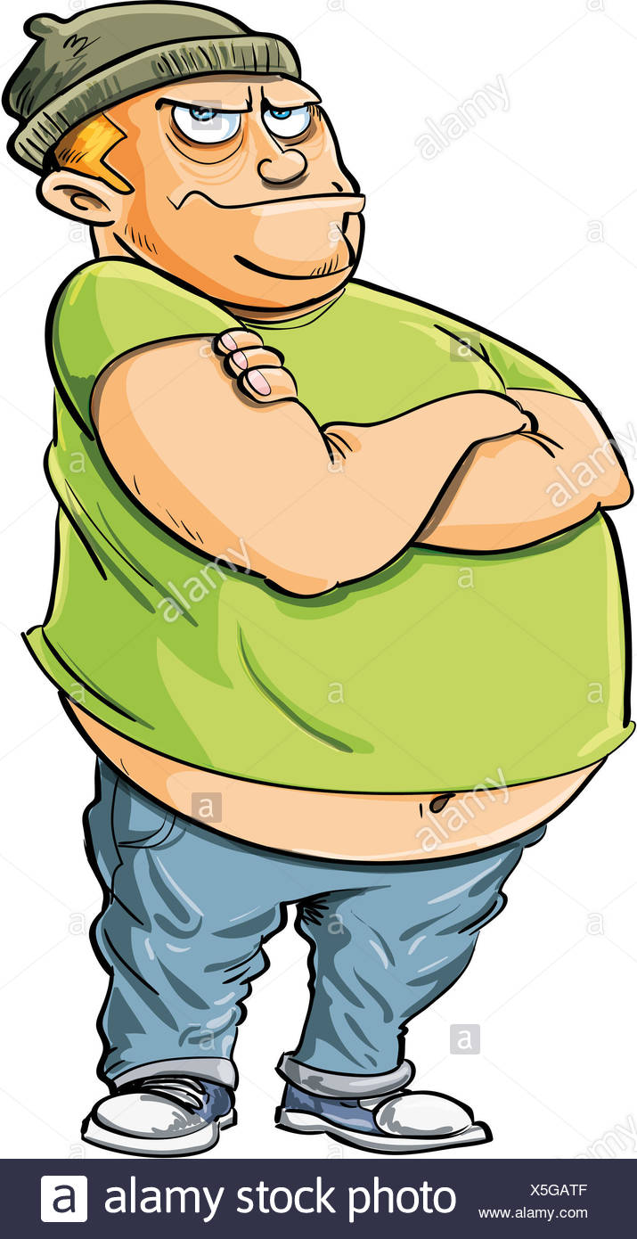 Cartoon Bully With A Fat Belly Isolated On White Stock Photo Alamy