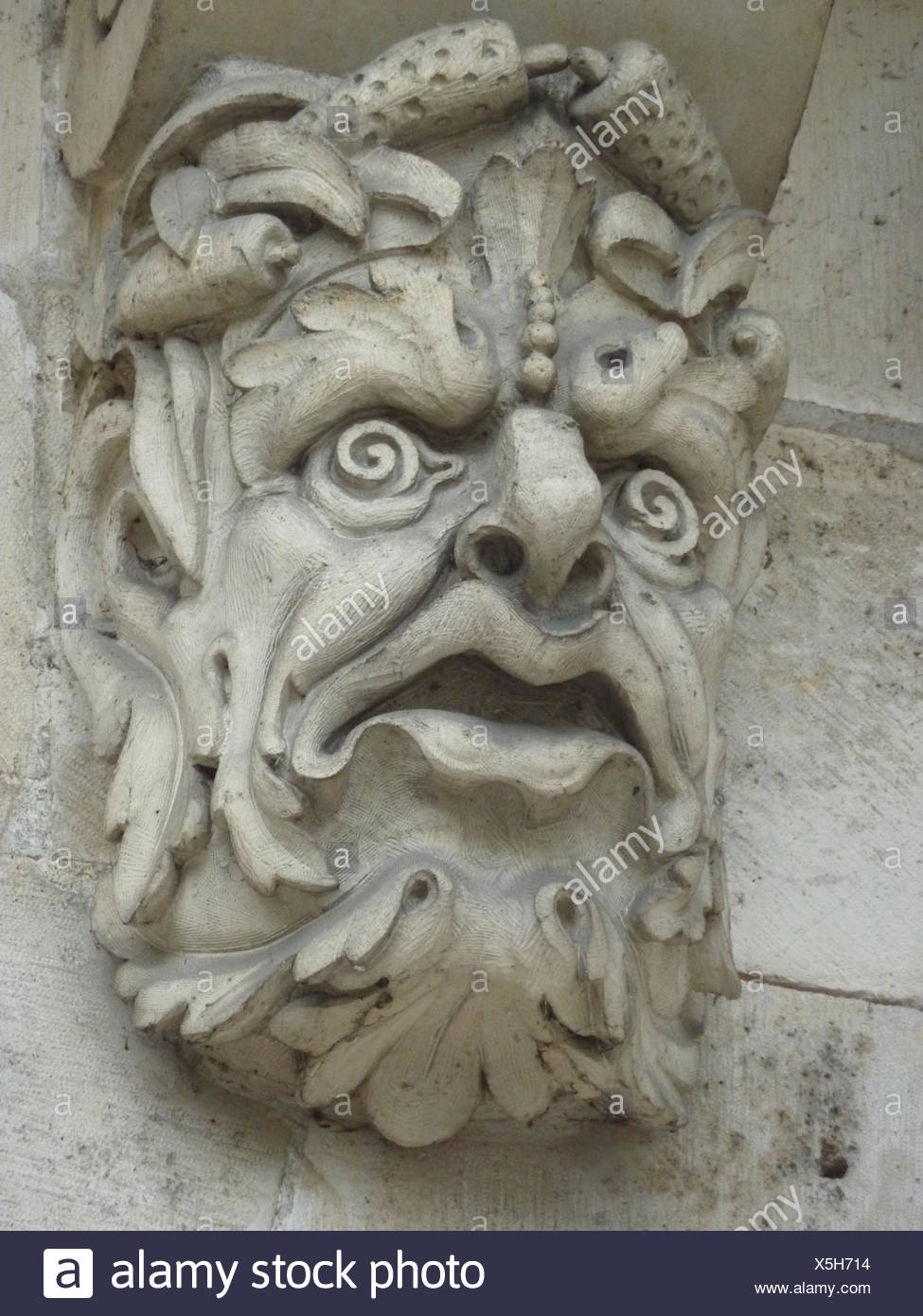 Stonemason Grimace Mask Stone Mouth Face Eyes Nose Beard