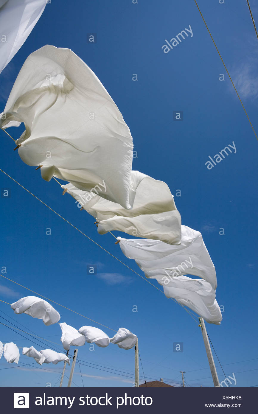 White Sheets On A Clothes Line At Gros Morne Cabins Rocky Harbour