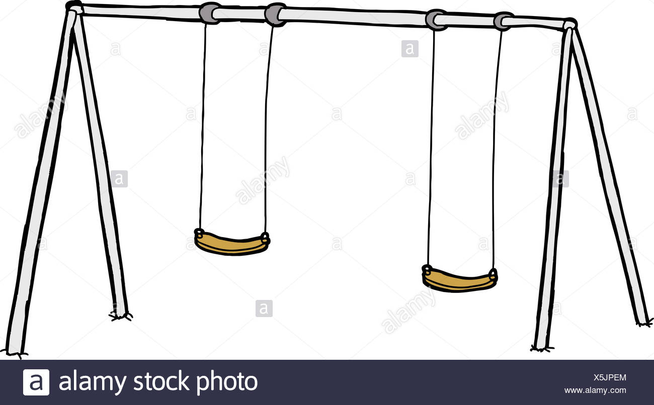 Isolated Cartoon Swing Set Over White Background Stock Photo