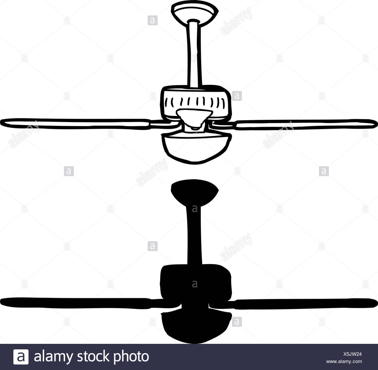 Black And White Drawing Of Ceiling Fan Stock Photo