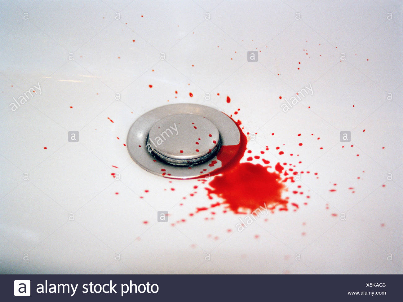 Blood In A Bathroom Sink Stock Photo Alamy