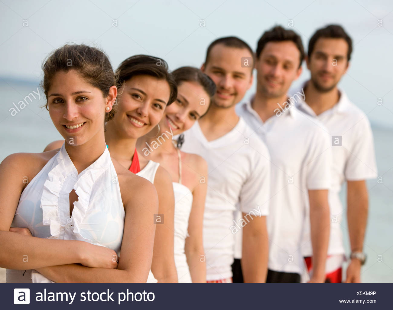 Group Friend Pose Camera After High Resolution Stock Photography And Images Alamy