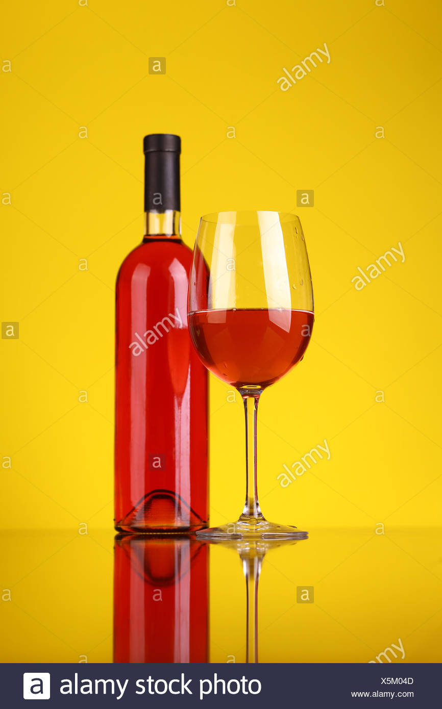 Download Glass And Bottle Of Rose Wine Over A Yellow Background Stock Photo 278878333 Alamy Yellowimages Mockups
