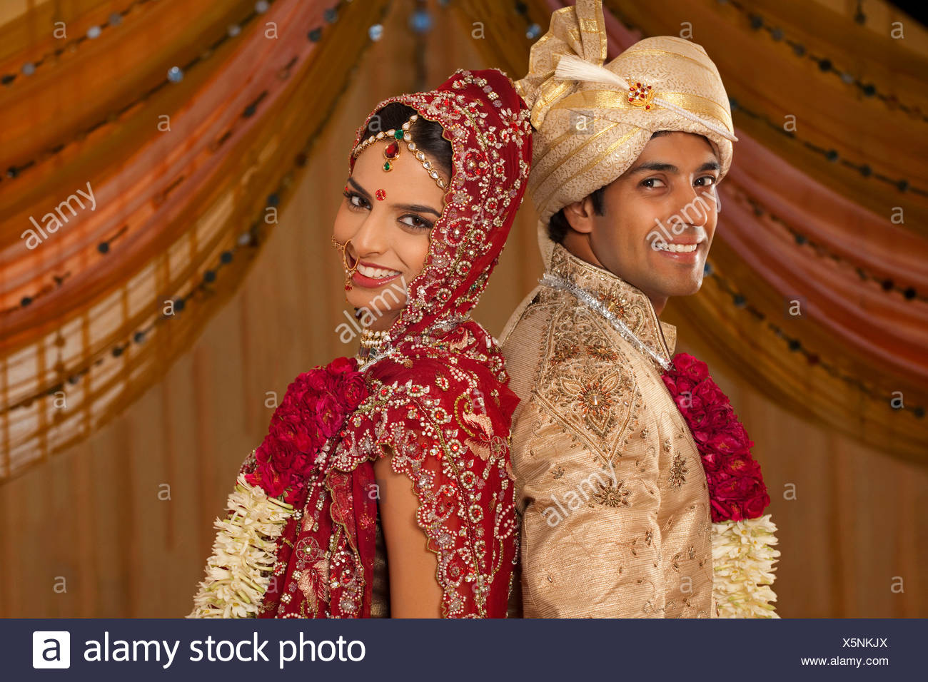 Portrait Of Newly Married Indian Couple Stock Photo 278915586