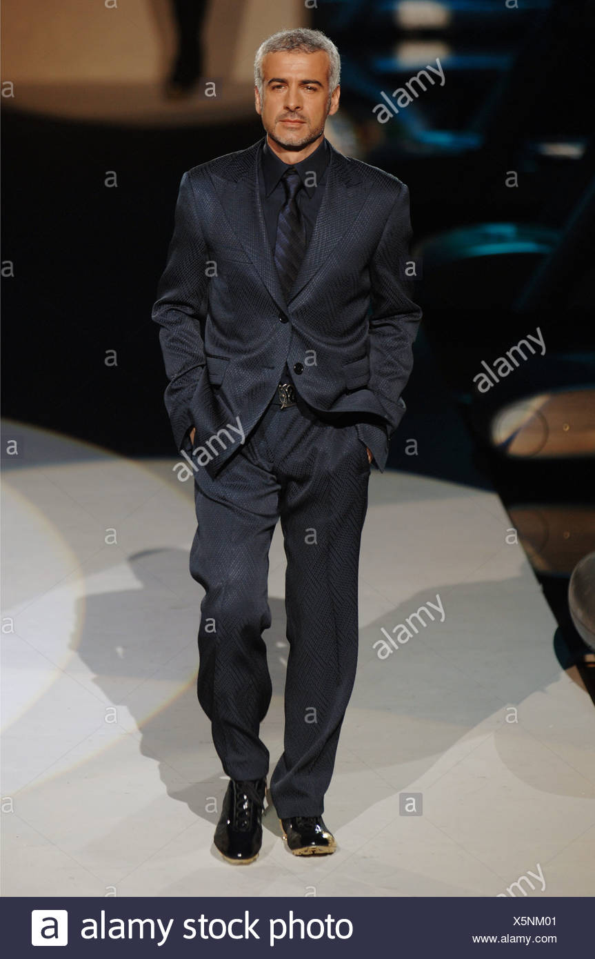 Bikkem Bergs Menswear Milan A W Silver Hair Male Model Wearing An