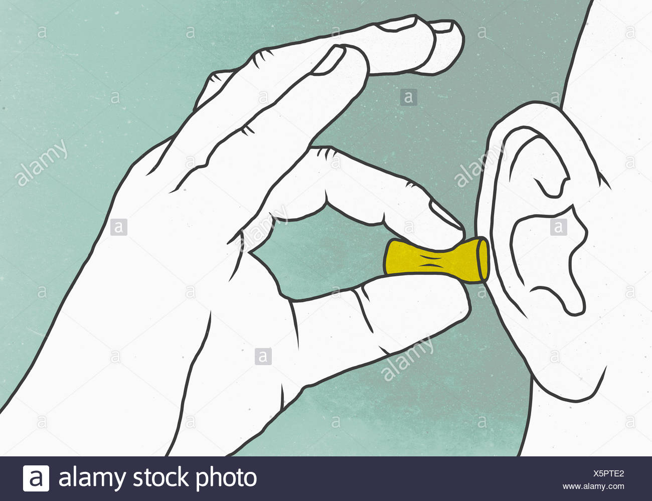 Download Illustration Of Man Putting Yellow Ear Plug Stock Photo Alamy Yellowimages Mockups