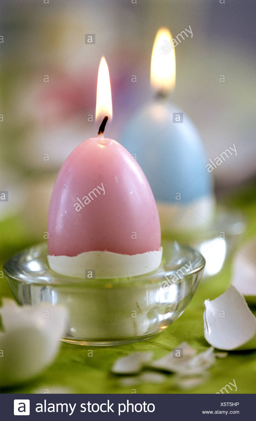 two egg shaped candles