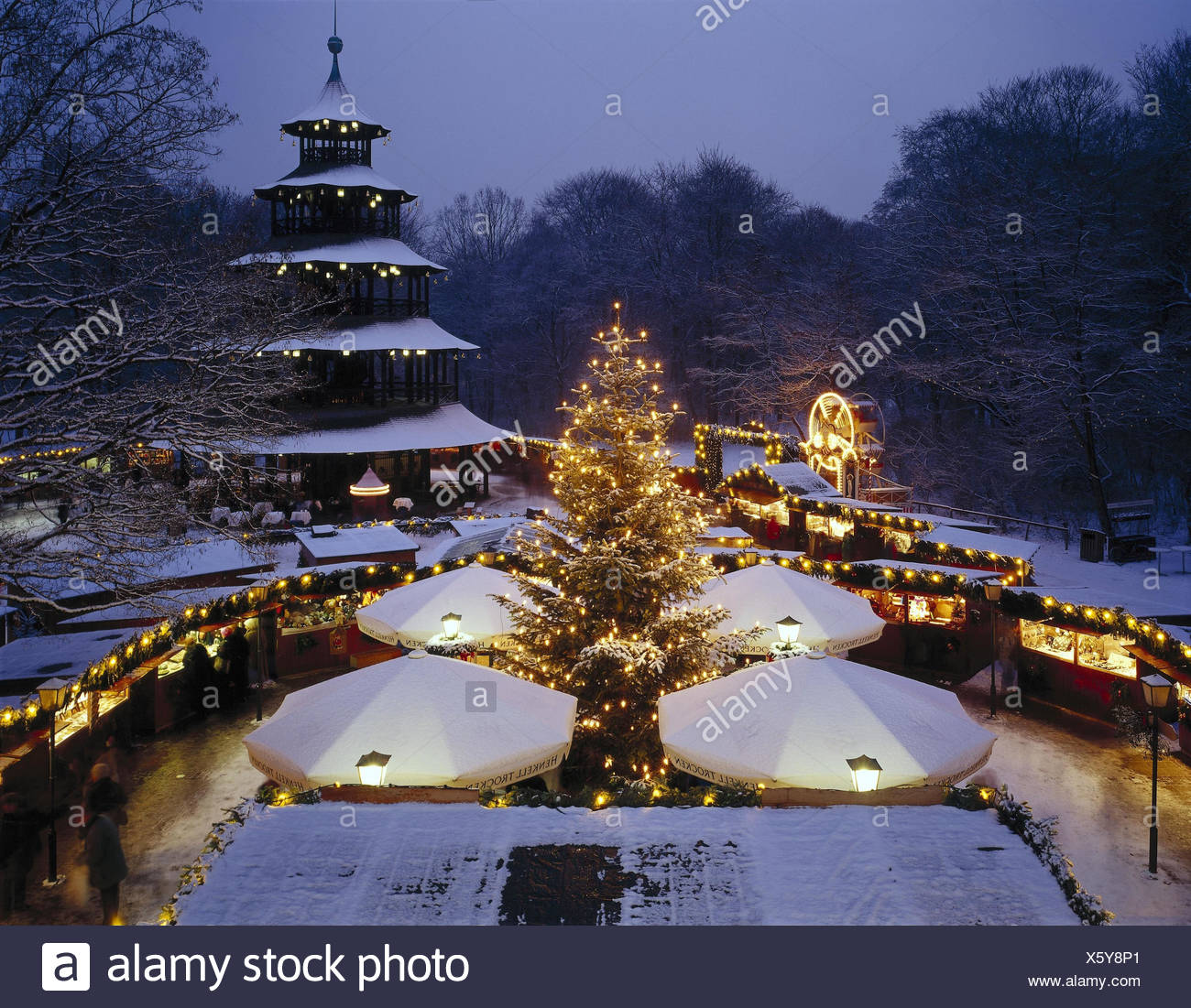 Christmas Market Chinese Tower English Stock Photos Christmas