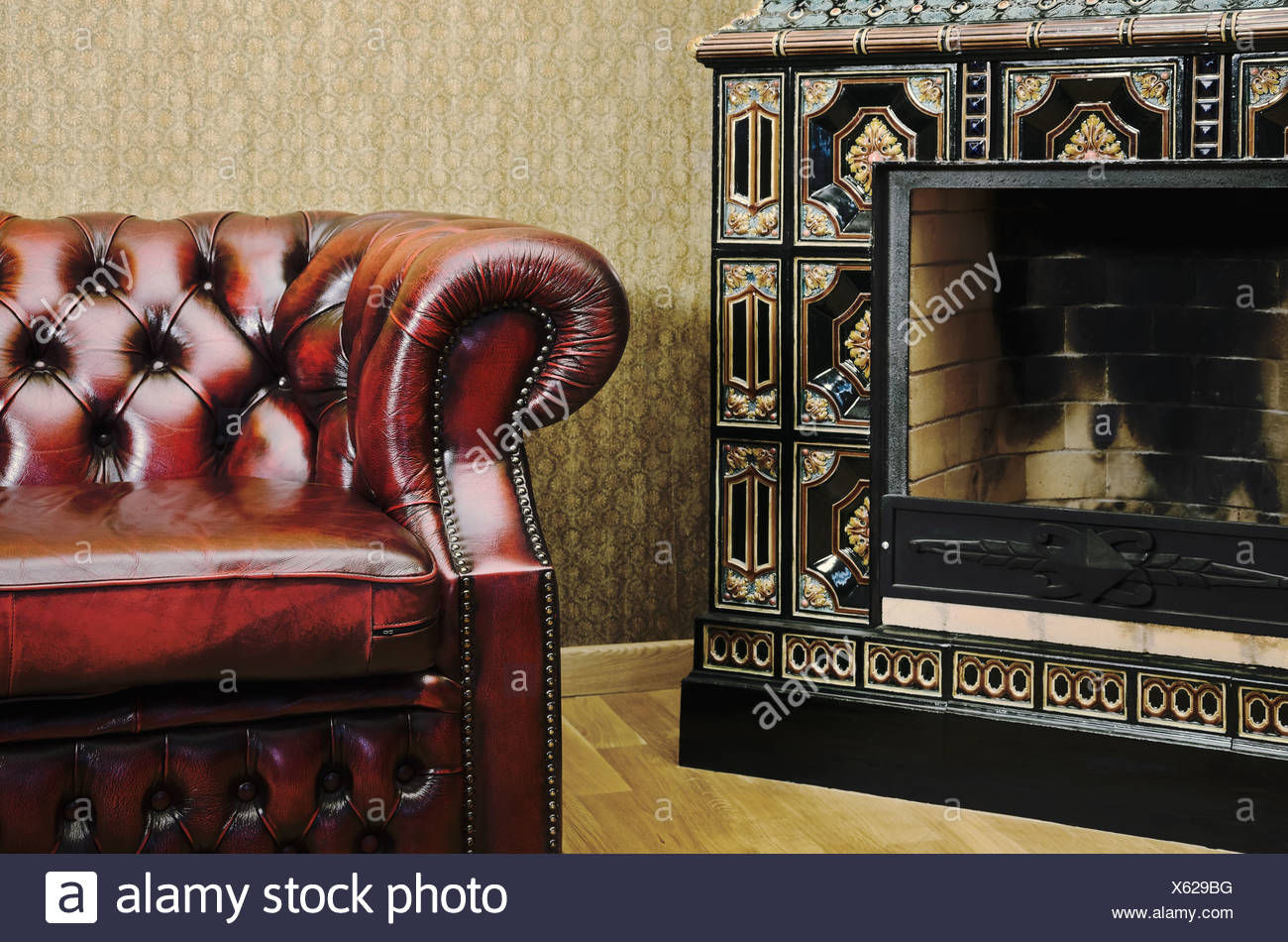 Cozy Chair Fireplace Stock Photos & Cozy Chair Fireplace Stock Images