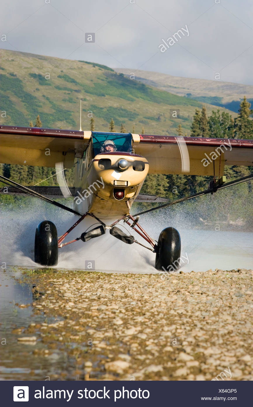 Super Cub At Marabou Landing On The Upper Mulchatna River Alaska Stock Photo Alamy