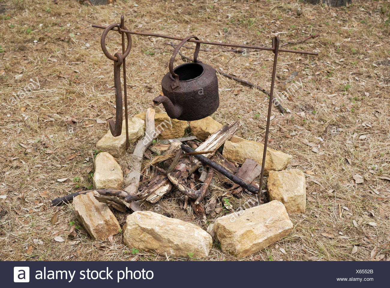 Wood Kettle Rusty Fireplace Stove Open Air Kindling Fire
