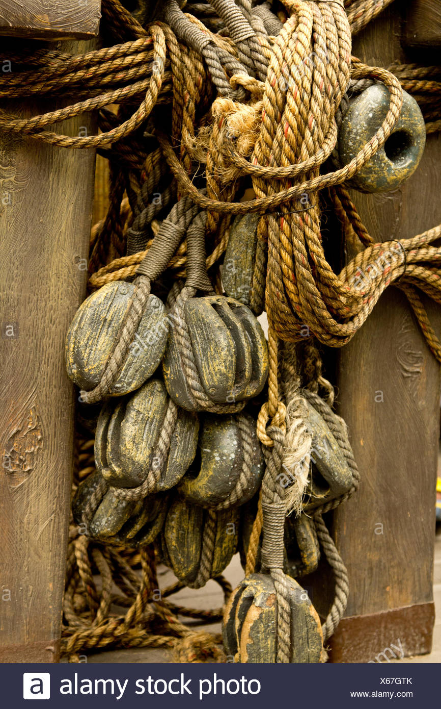 old rope pulleys
