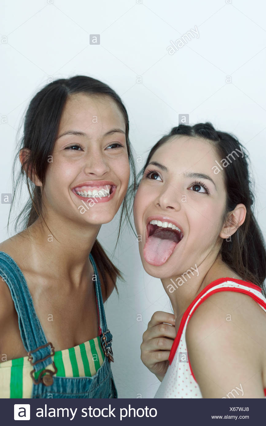 Friends Sticking Out Tongues High Resolution Stock Photography and