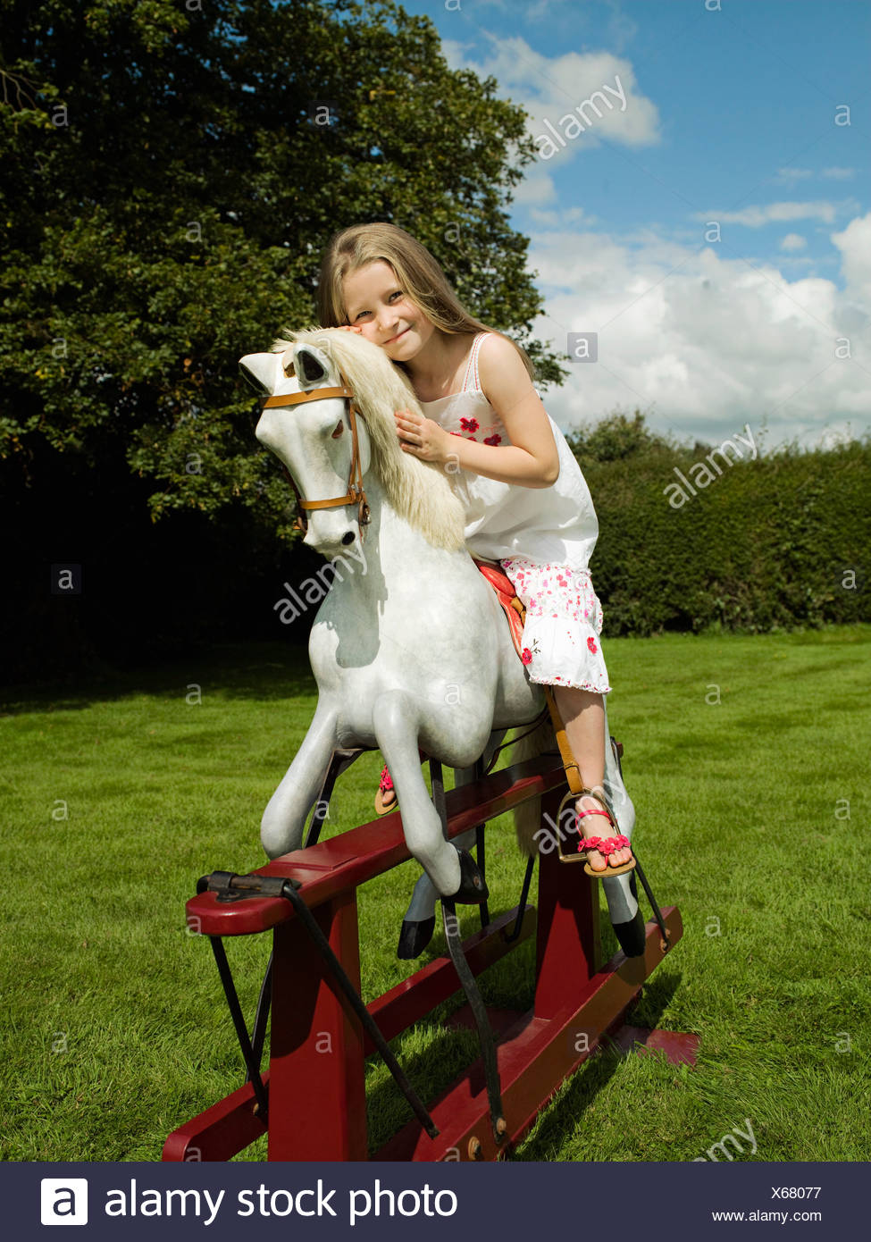 little girl rocking horse