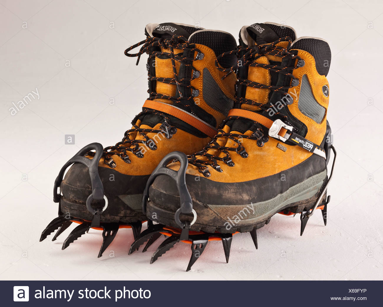 Climbing boots with spikes for traction 
