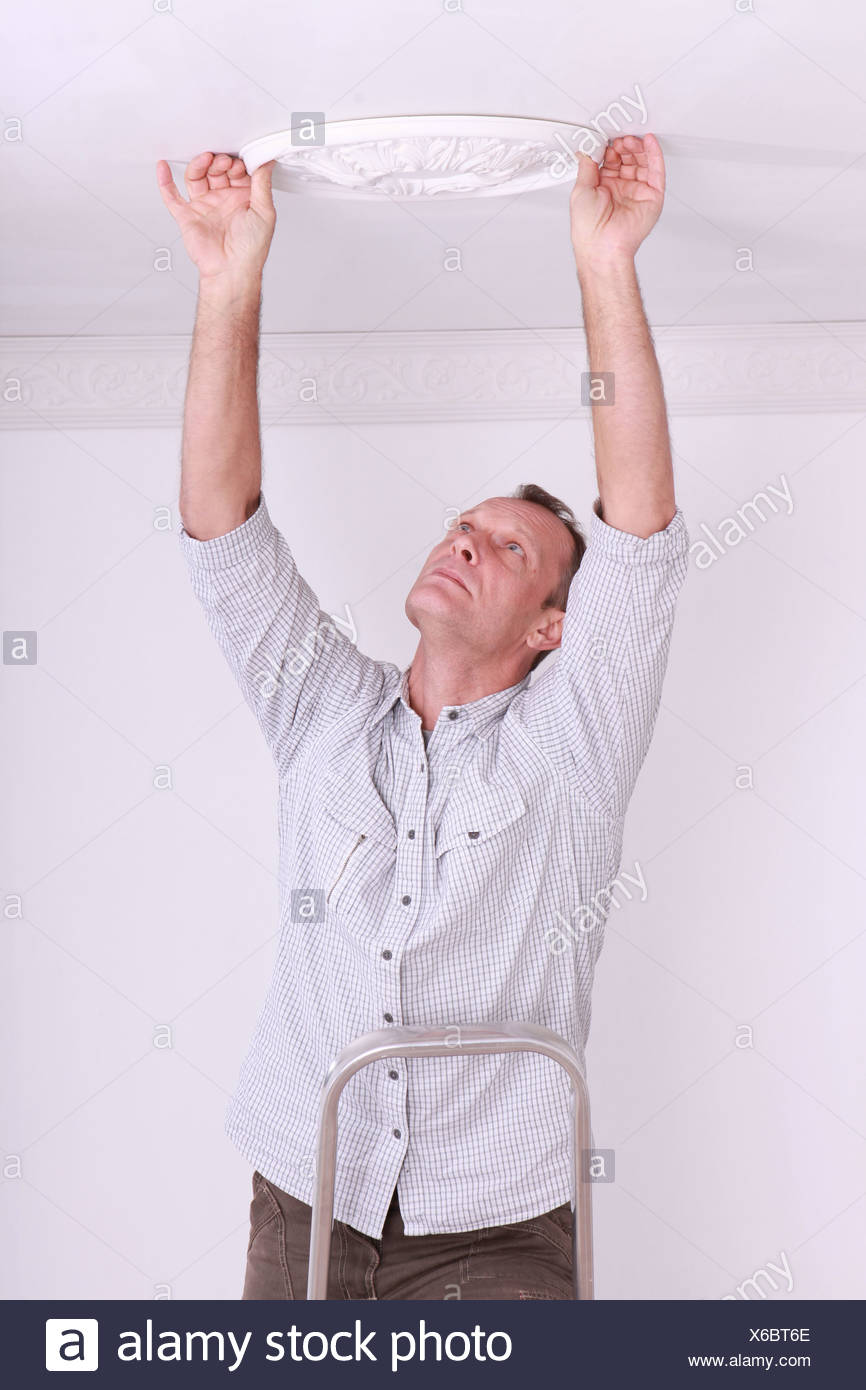 Fixing Plaster Ceiling Rose Stock Photo 279314294 Alamy