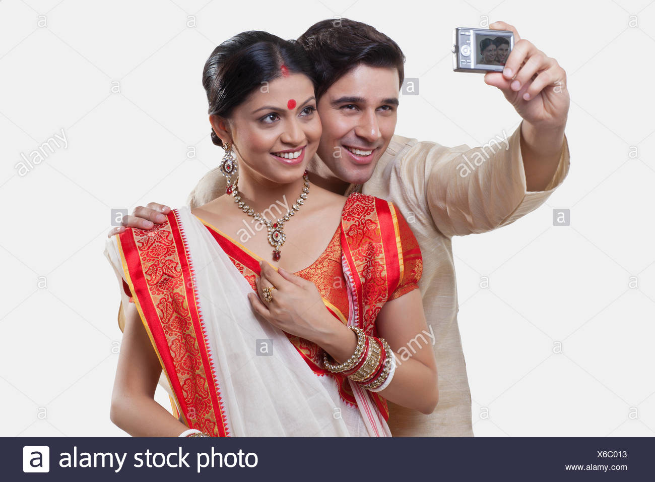 Bengali couple taking a self portrait stock image