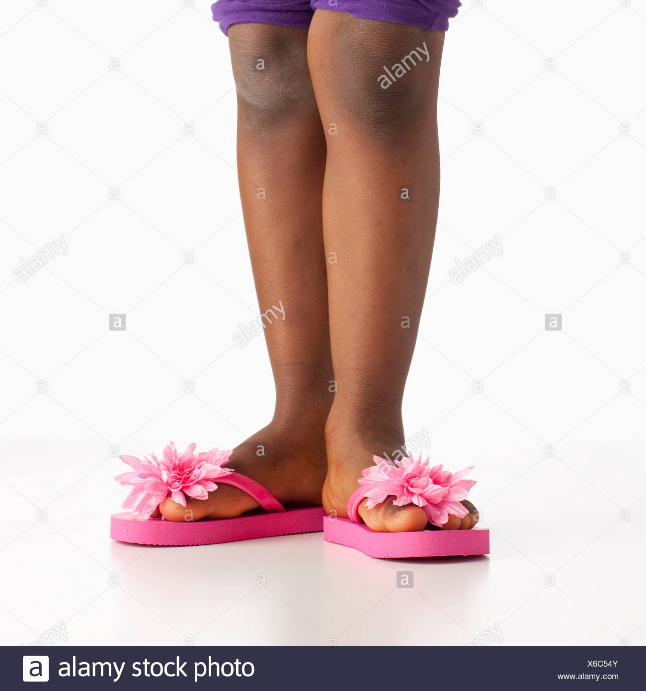 pink flower flip flops