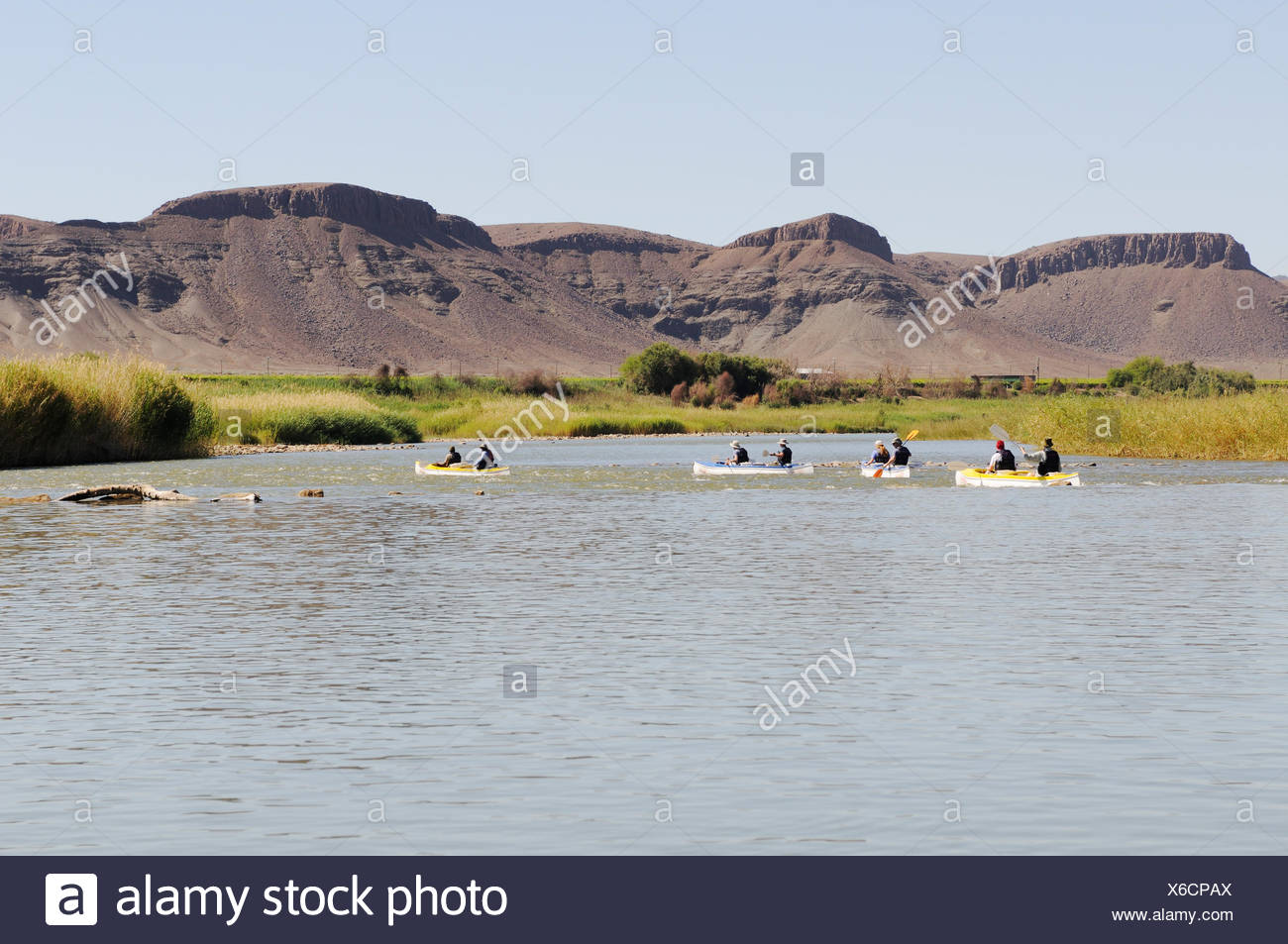 Canoe Trip On The Oranje Orange River Border River Between Namibia And South Africa Stock Photo Alamy