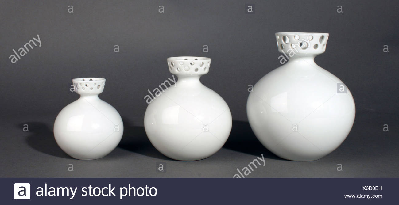 Fine Arts Porcelain Vase Three Bowl Porcelain Vases Glazed