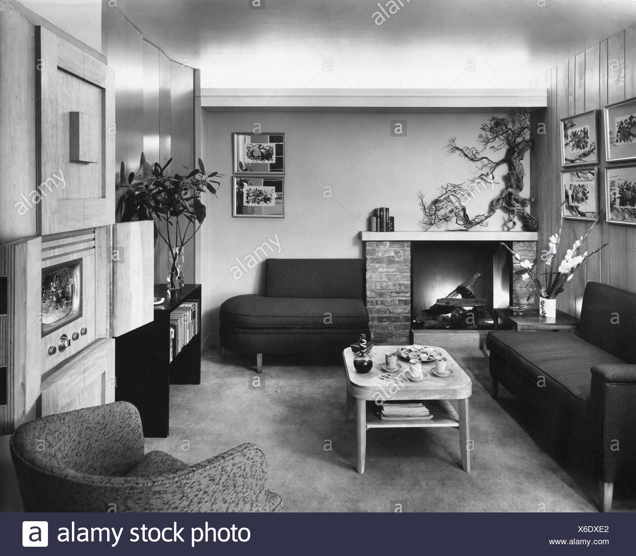 Interior Of Living Room 1950s Style Stock Photo 279359978