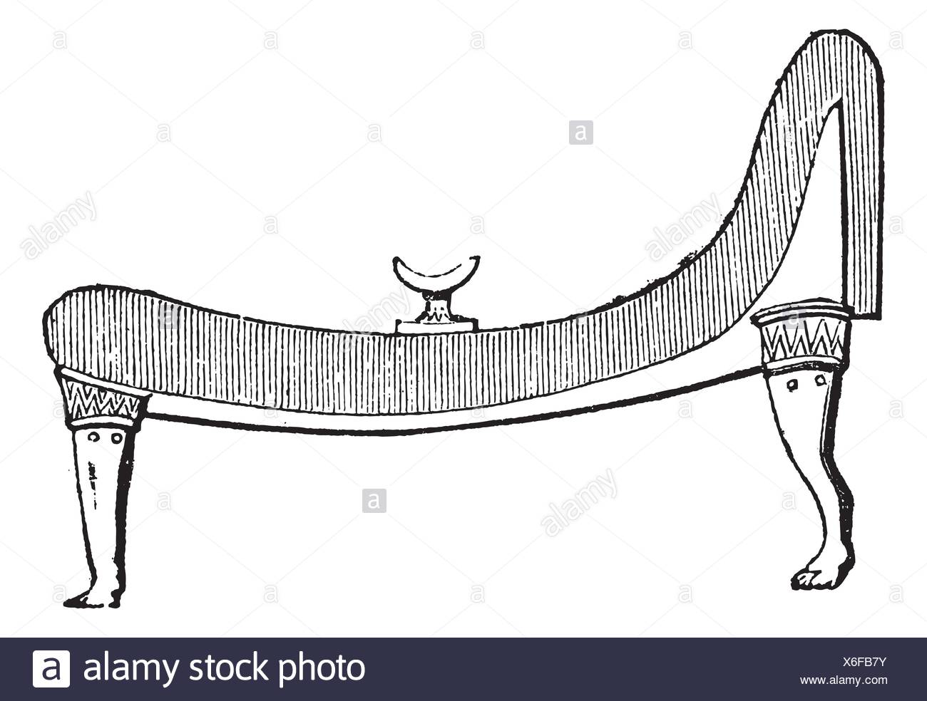 Ancient Egyptian Bed Vintage Engraving Old Engraved