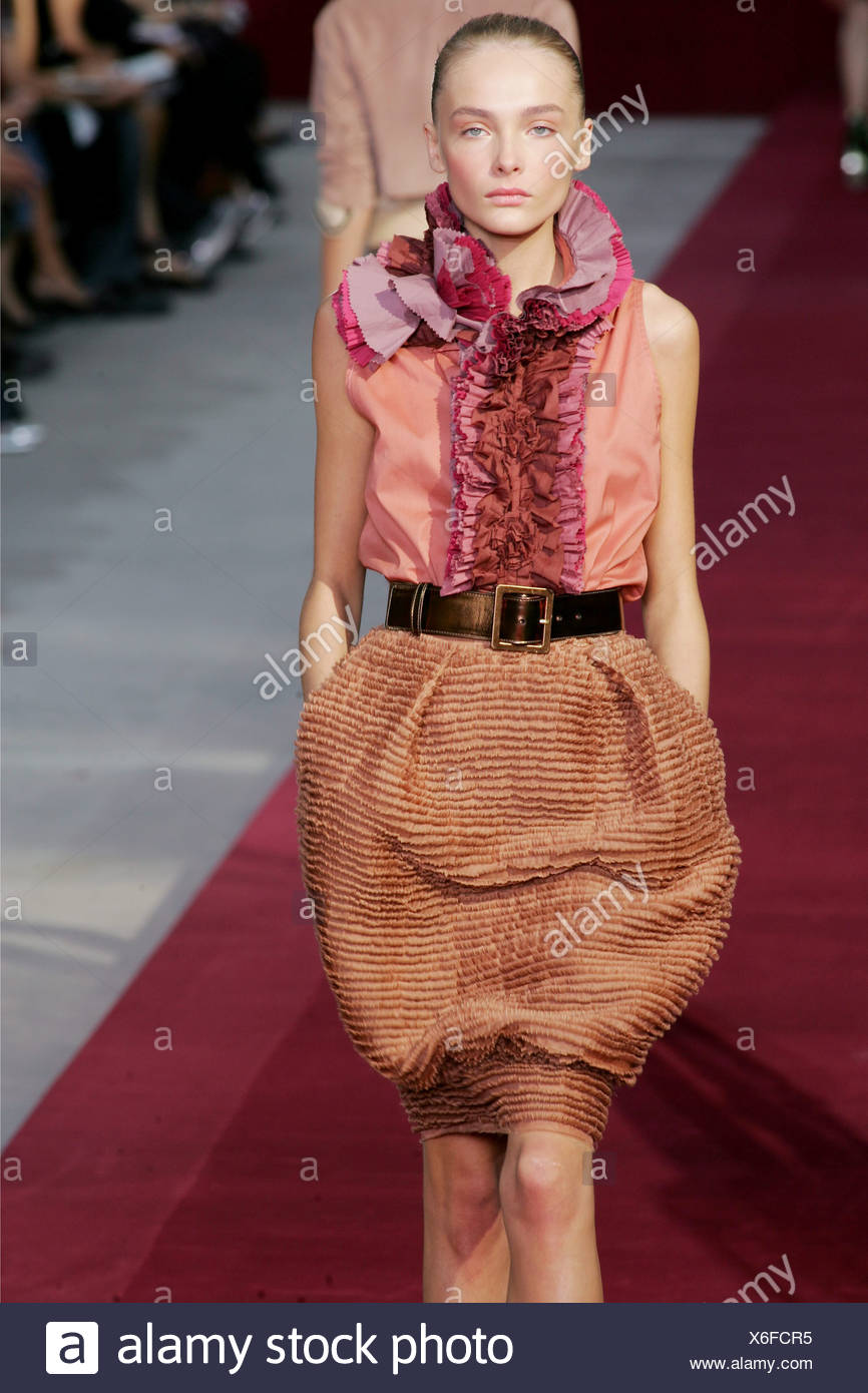 pink blouse with ruffles