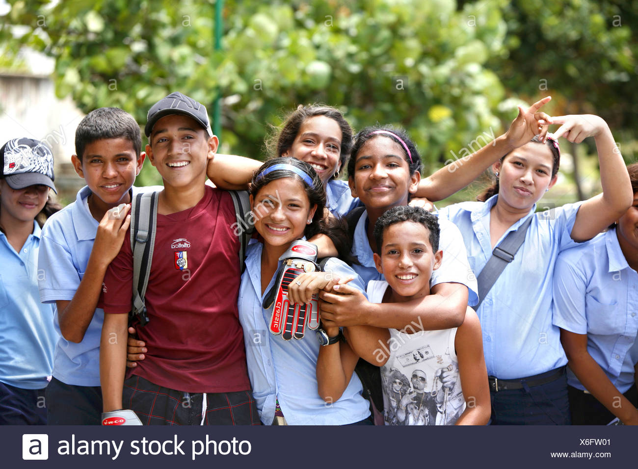 Happy School Children Venezuela Isla Margarita Porlamar Stock Photo Alamy