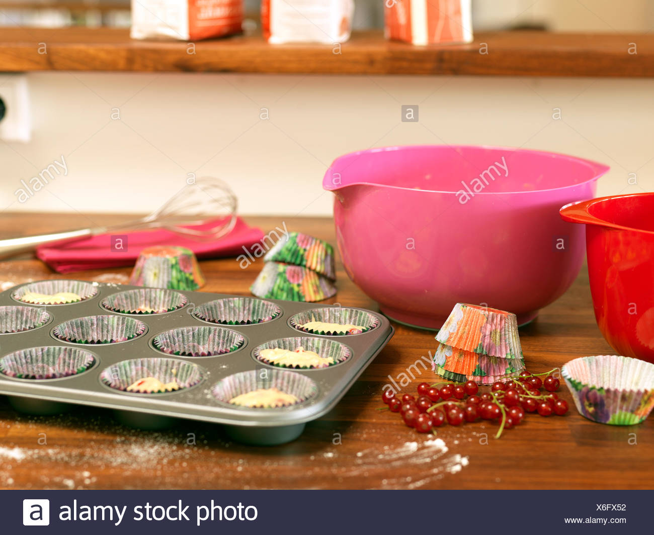Sweden Stockholm Bromma Bowls Cupcake Holders Muffin Tin Redcurrants On Kitchen Counter Sweden Stockholm Bromma Bowls Cupcake Holders Muffin Tin Redcurrants On Kitchen Counter
