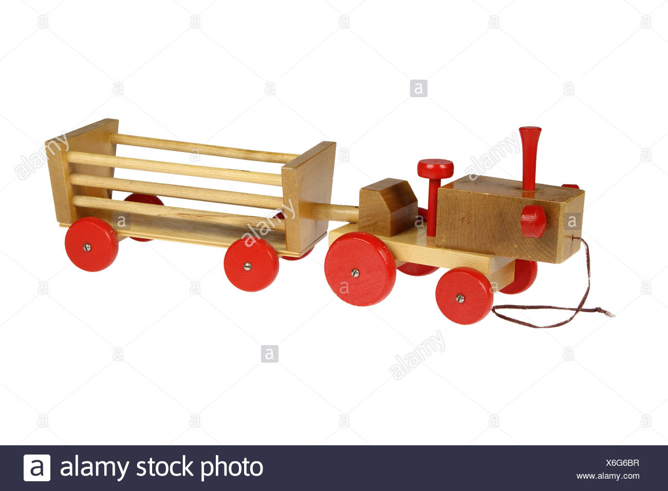 wooden toy tractor and trailer