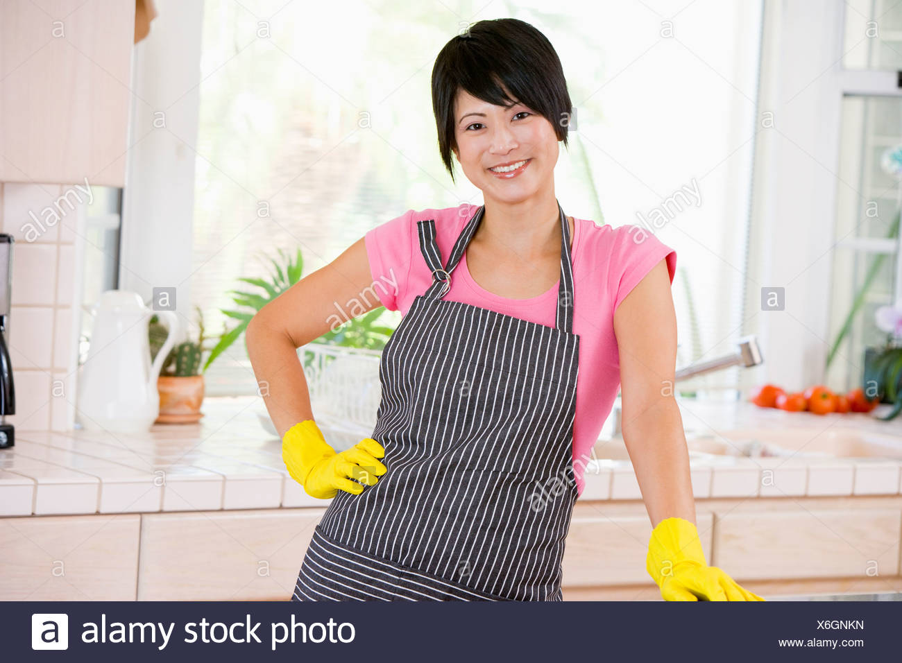 rubber gloves woman