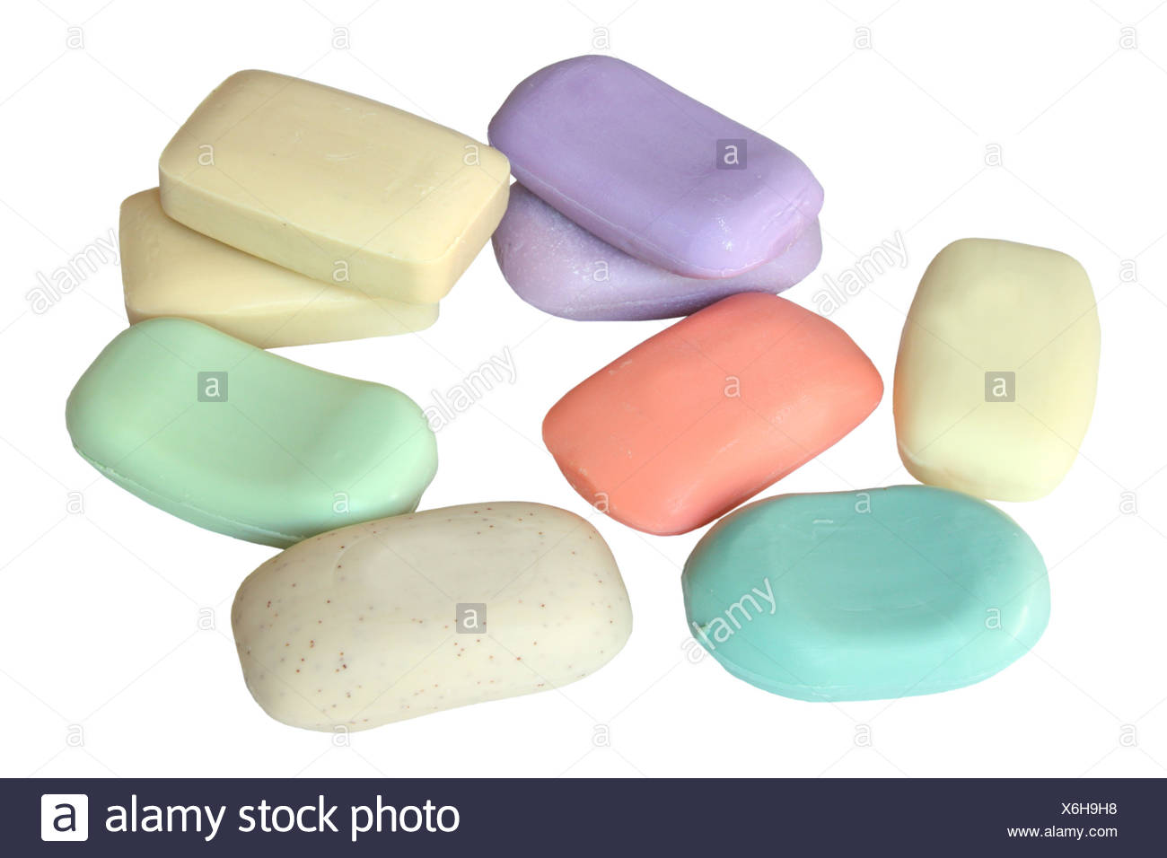 many different pieces of soap Stock Photo
