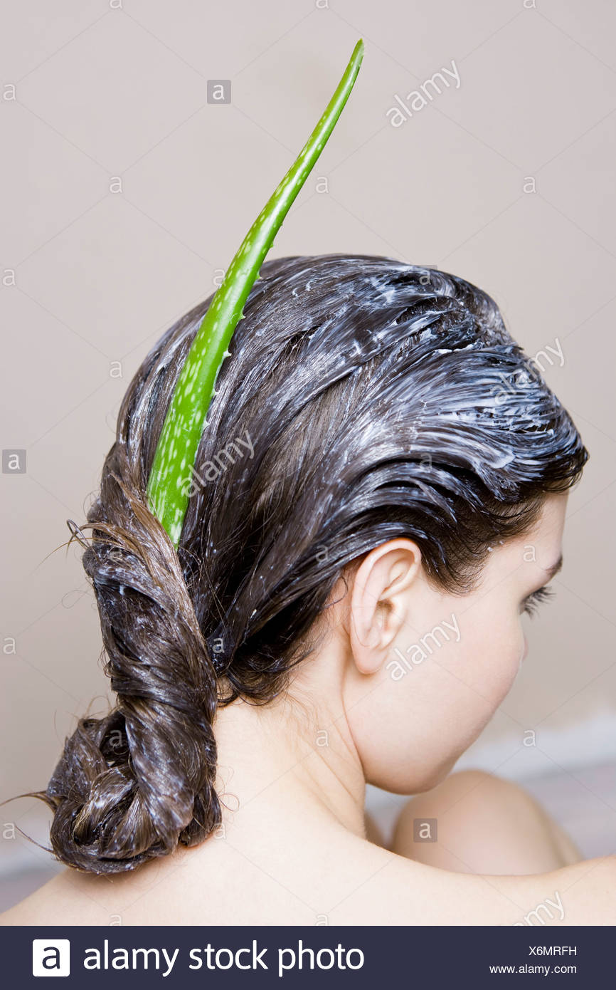 Download Woman With Aloe Vera Hair Mask Stock Photo Alamy PSD Mockup Templates