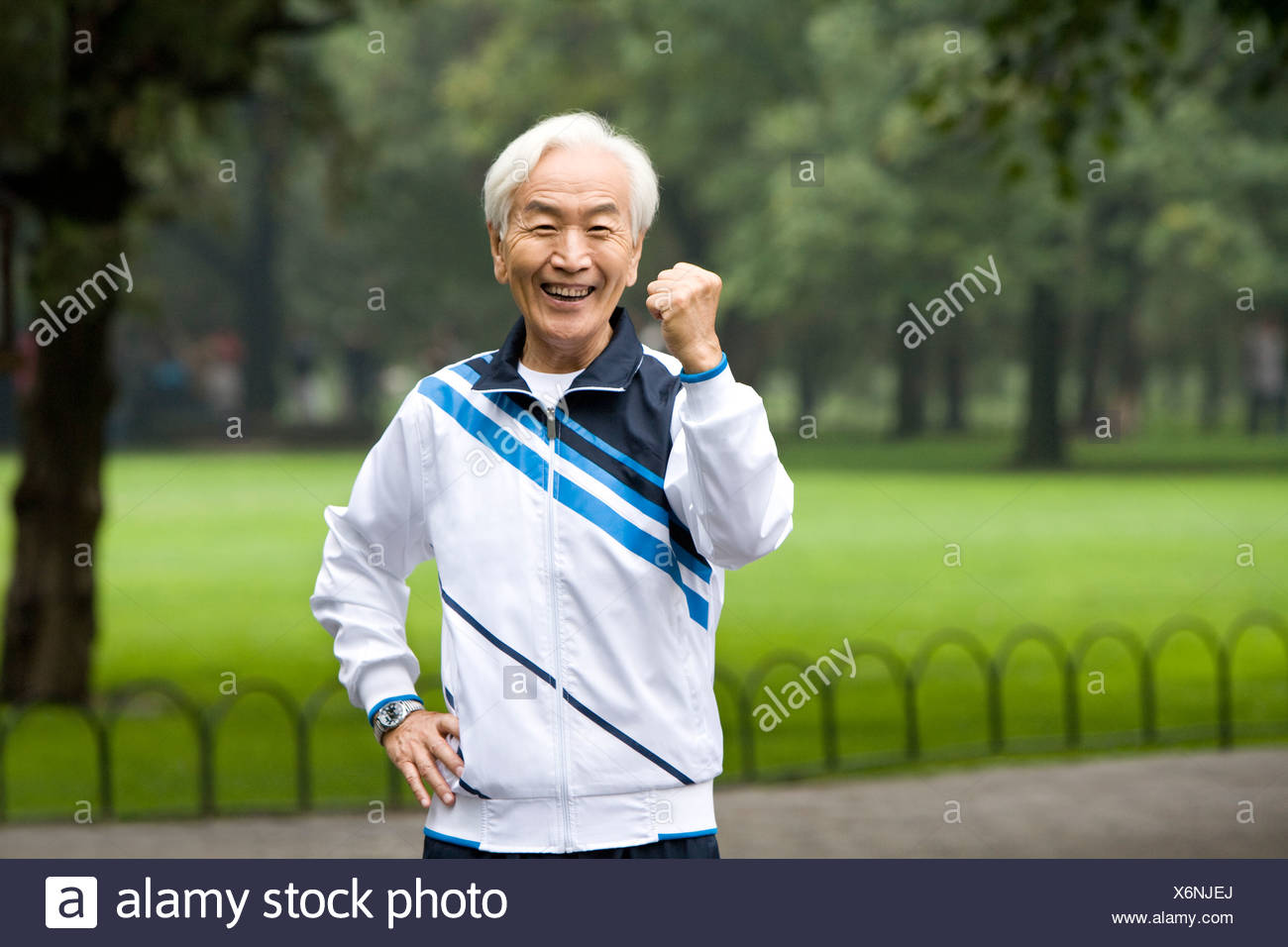 wearing a full tracksuit
