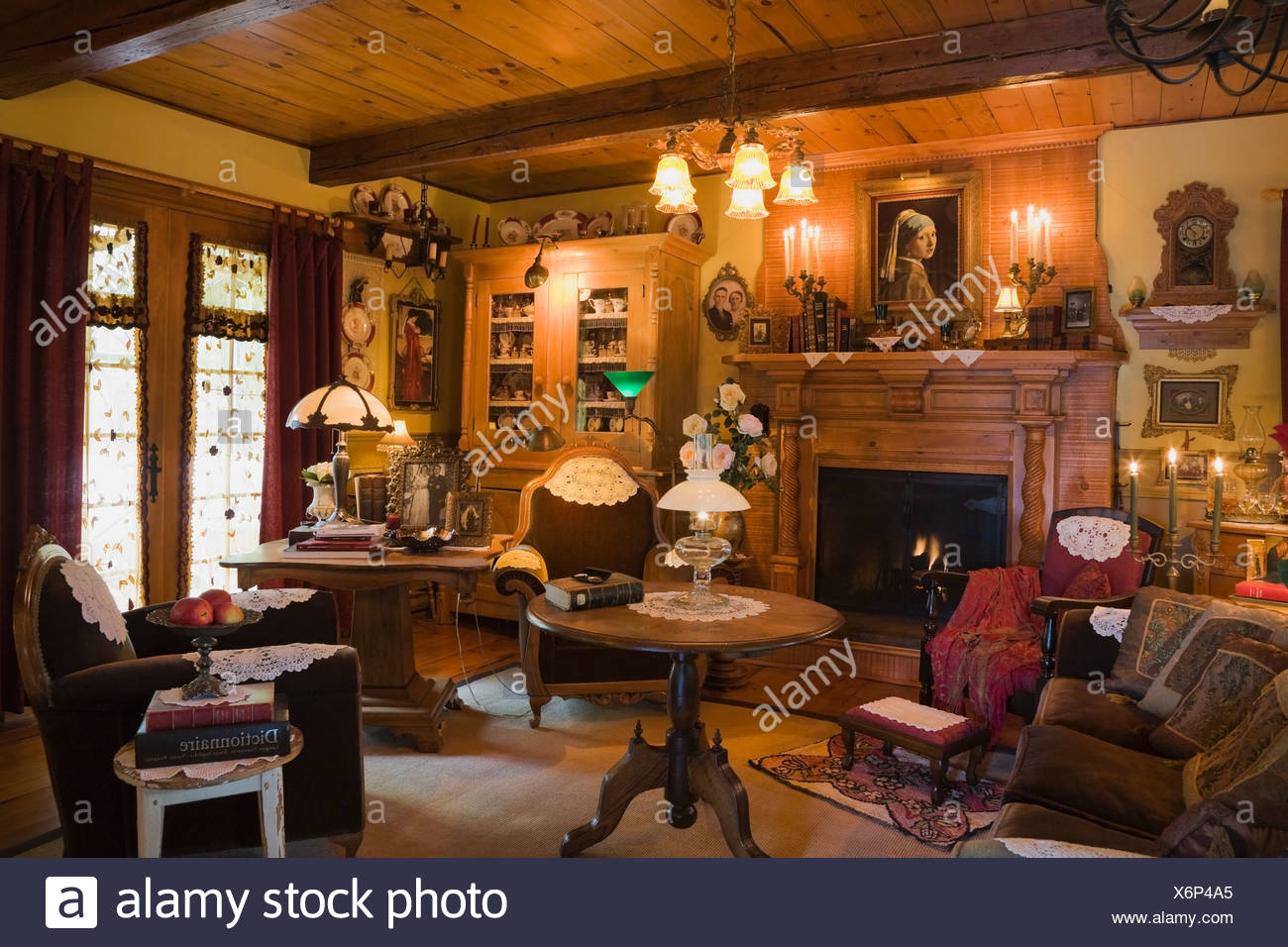 Living Room Of 1970s Reconstruction Of Log Home Filled With