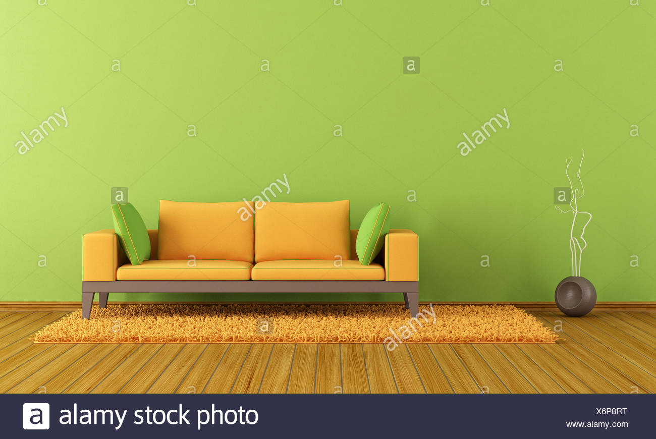 Green Orange Living Room Rendering Stock Photos Green Orange