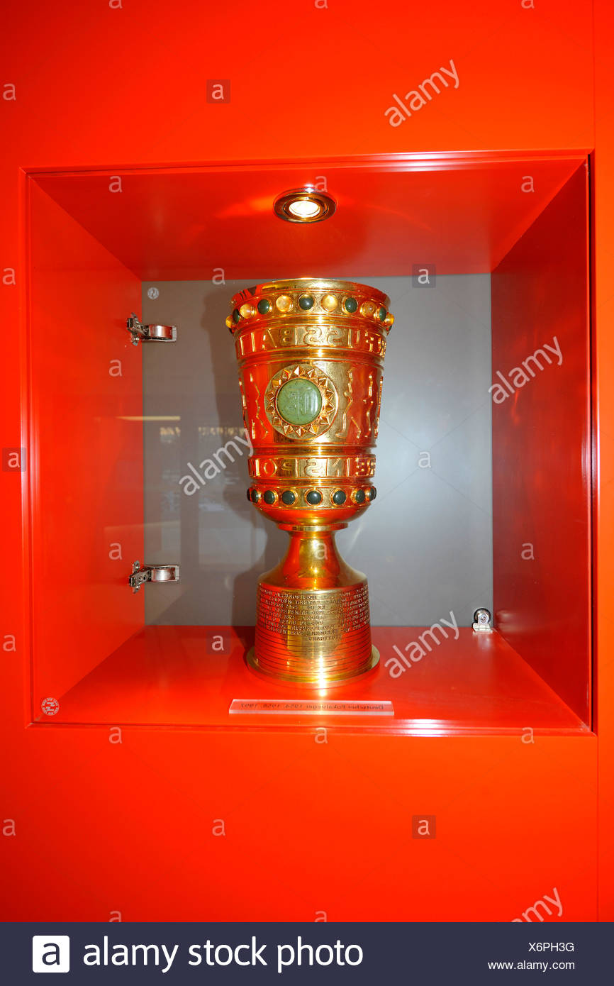 DFB-Pokal cup in the cabinet of the office of the VfB Stuttgart football club, Stuttgart, Baden-Wuerttemberg, Germany, Europe Stock Photo